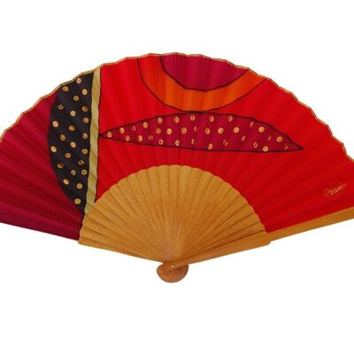 Silk fan with geometric motifs for formal events
