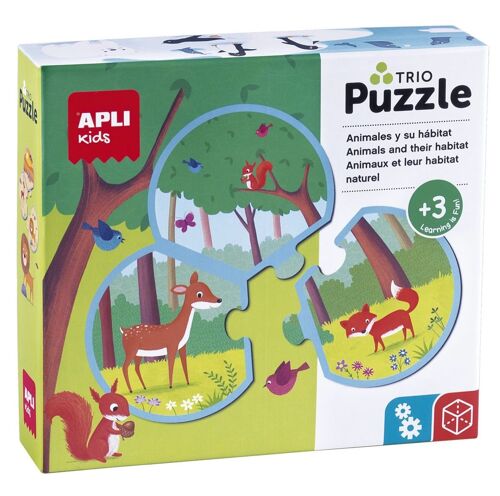 BOITE PUZLE TRIO ANIMAUX ET LEUR HABITAT 24 PCS