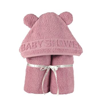 Cape de bain BabyShower rose 1