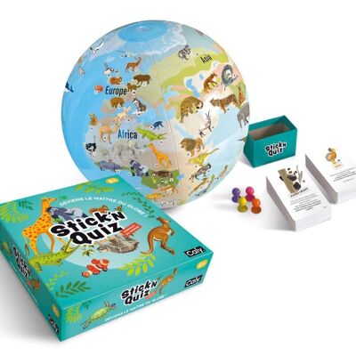 JUEGO ANIMALES DEL MUNDO PALO Y QUIZ GLOBO 30CM