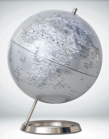 GLOBE 30 CM INCLINE ARGENT CARTO BLANCHE POLITIQUE