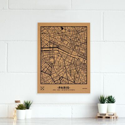 MAPA WOODY CIUDAD L - PARÍS - NEGRO 60 CM X 45 CM