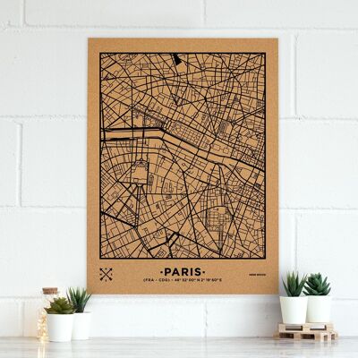 WOODY MAP CITY XL – PARIS – SCHWARZ 90 CM X 60 CM