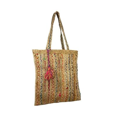 Handmade Jute and Crochet Bag with Hand Embroidery. Promo