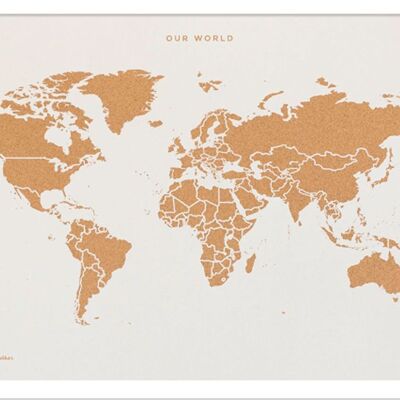 MAPA MUNDIAL DE LIEJA - EDICIÓN ESPECIAL BLANCO - MARCO BLANCO 30CM X 20 CM