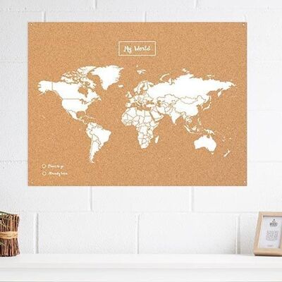 CARTE MY WORLD - XL -LIEGE NATUREL BLANC 91CM X 61CM