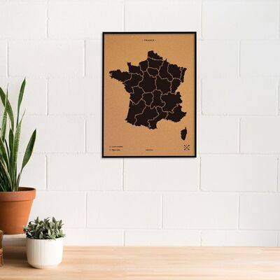 WOODY MAP L – FRANKREICH SCHWARZER RAHMEN 63 CM X 48 CM