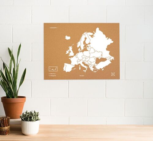 WOODY MAP XL - EUROPE BLANC 90 CM X 60 CM