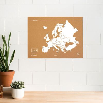 WOODY MAP XL - EUROPE BLANC 90 CM X 60 CM