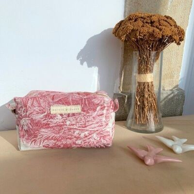 Lison Cube Small Pencil Case - Jouy Rose