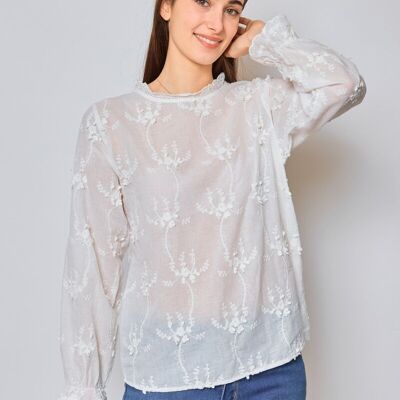 Blouse with floral embroidery