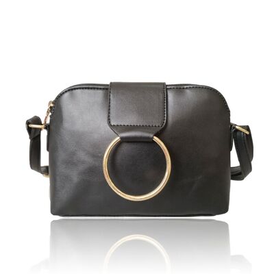 Crystal Metal Ring Detail Crossbody Bag