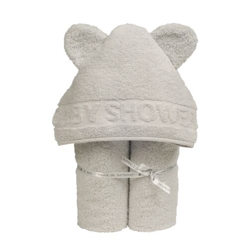 Cape de bain BabyShower gris perle