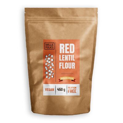 Farina di lenticchie rosse 450g | Vegano | Senza glutine | Artigiano