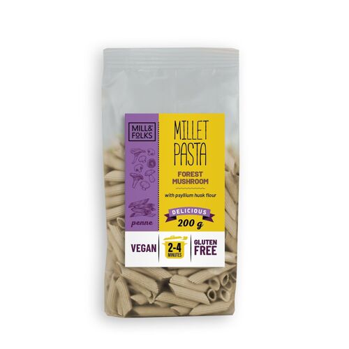 Millet pasta penne forest mushrooms 200g | Vegan | Gluten-free | Artisan