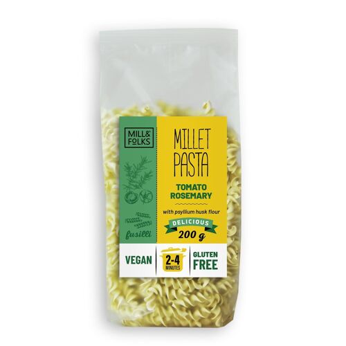 Millet pasta fusilli tomato-rosemary 200g | Vegan | Gluten-free | Artisan