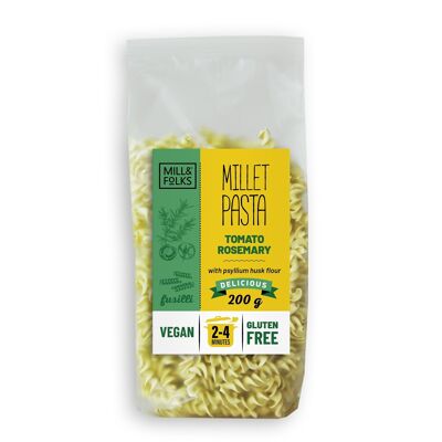 Pasta de mijo fusilli tomate-romero 200g | Vegano | Sin gluten | Artesano