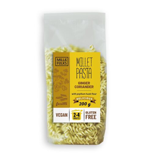 Millet pasta fusilli ginger-coriander 200g | Vegan | Gluten-free | Artisan