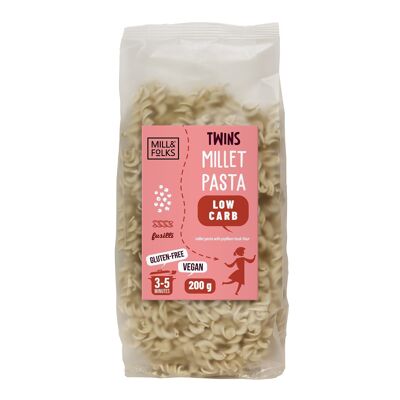 Twins Fusilli di miglio a basso contenuto di carboidrati 200g | Vegano | Senza glutine | Artigiano