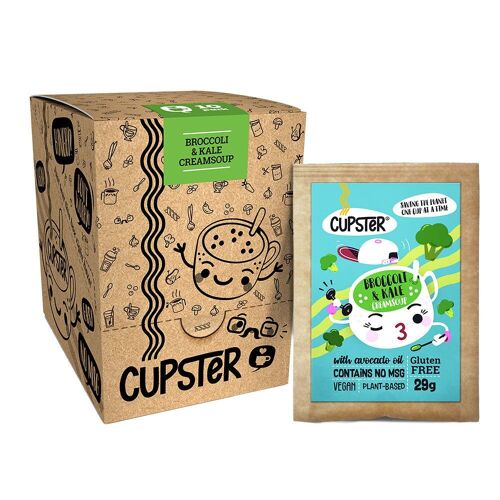 Cupster instant broccoli - kale creamsoup 10 pack (10x29g) | Vegan | Gluten-free | Artisan