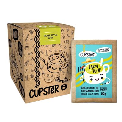 Cupster sopa instantánea estilo granja, paquete de 10 (10x22g) | Vegano | Sin gluten | Artesano