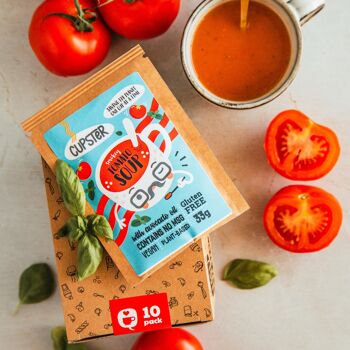 Soupe instantanée aux tomates fumées Cupster, paquet de 10 (10x33g) | Végétalien | Sans gluten | Artisan 7