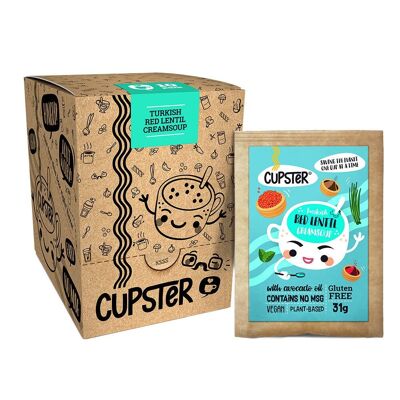 Cupster sopa crema instantánea de lentejas rojas turcas, paquete de 10 (10x31g) | Vegano | Sin gluten | Artesano