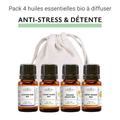 Anti-Stress- und Entspannungspaket – Set mit 4 ätherischen Ölen