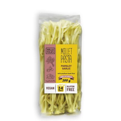 Tagliatelle di miglio prezzemolo-aglio 200g | Vegano | Senza glutine | Artigiano