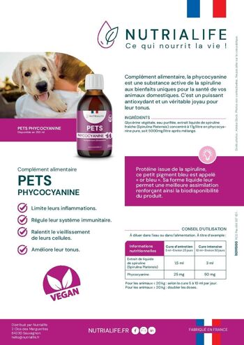 Phycocyanine Pets 250ml Chiens et chats 3