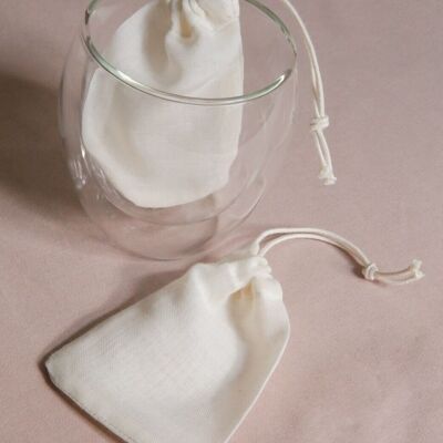Reusable coffee and tea bags set of 2 made from organic cotton