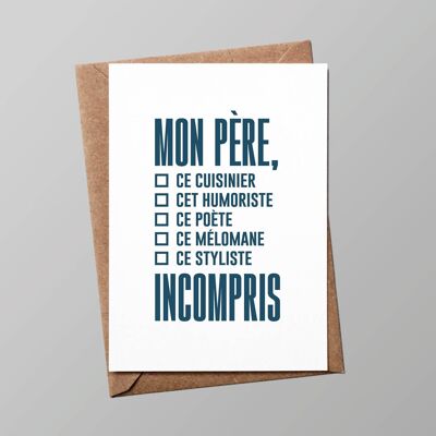 Carte "Papa" : génie incompris (avec enveloppe)