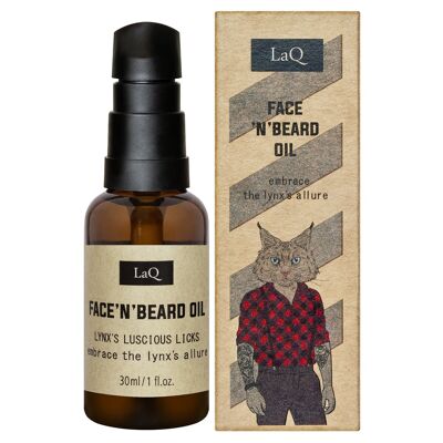 LaQ Face 'n' Beard Oil Olio da barba Lynx - 30 ml