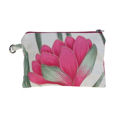 Pochette in tela di cotone foderata con fantasia a fiori di loto