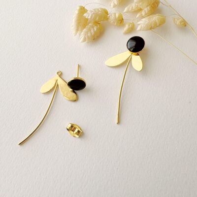 Black ZOE earrings, modular chips, 3 in 1