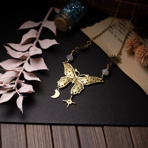 collier ras-de-cou papillon cosmic