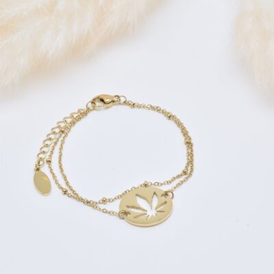 Two-row leaf bracelet in stainless steel - BR210174OR