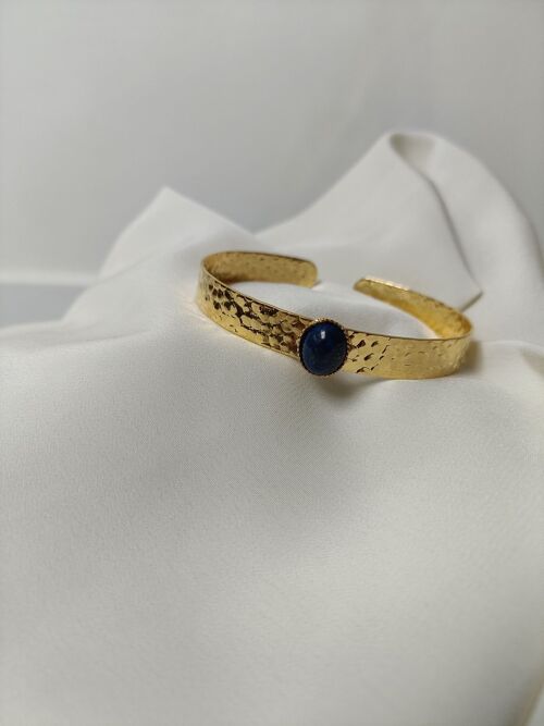 Bracelet jonc acier inoxydable - Amy lapis lazuli