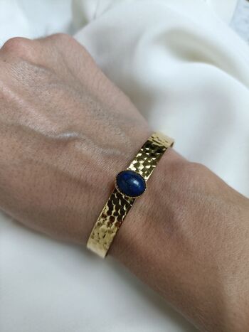 Bracelet jonc acier inoxydable - Amy lapis lazuli 2