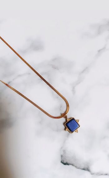 Collier en acier inoxydable - Claire Lapis lazuli