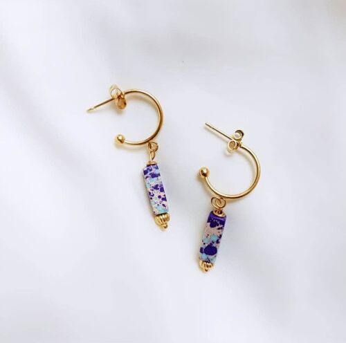 Boucles d'oreilles en acier inoxydable - Terrazzo purple