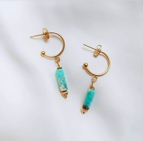 Boucles d'oreilles en acier inoxydable - Terrazzo blue