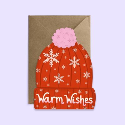 Warm Wishes Festive Christmas Card | Holiday Shaped Card