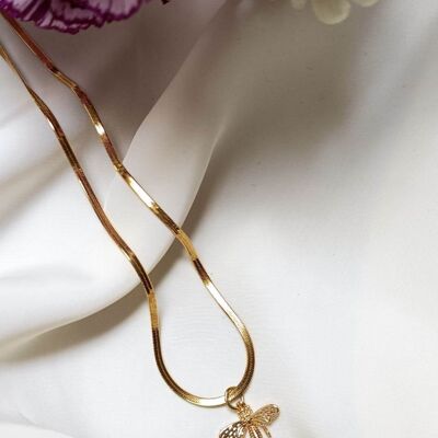 Halskette aus Edelstahl und Messing mit Feingold vergoldet – Modell Abee