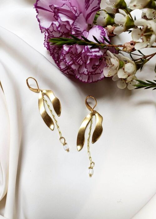 Boucles d'oreilles en acier inoxydable et laiton doré à l'or fin - Modèle Hilona