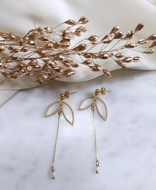 Boucles d'oreilles en laiton doré à l'or fin - Modèle Marguerite