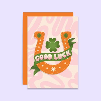 Good Luck Horseshoe Charm Card | Western | Retro | Cowgirl