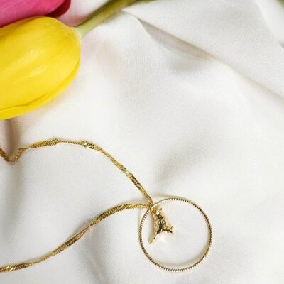 Halskette aus Edelstahl und Messing mit Feingold vergoldet – Birdy