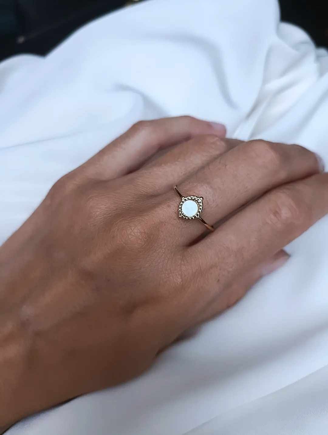 Stainless steel and mother-of-pearl ring - Louana