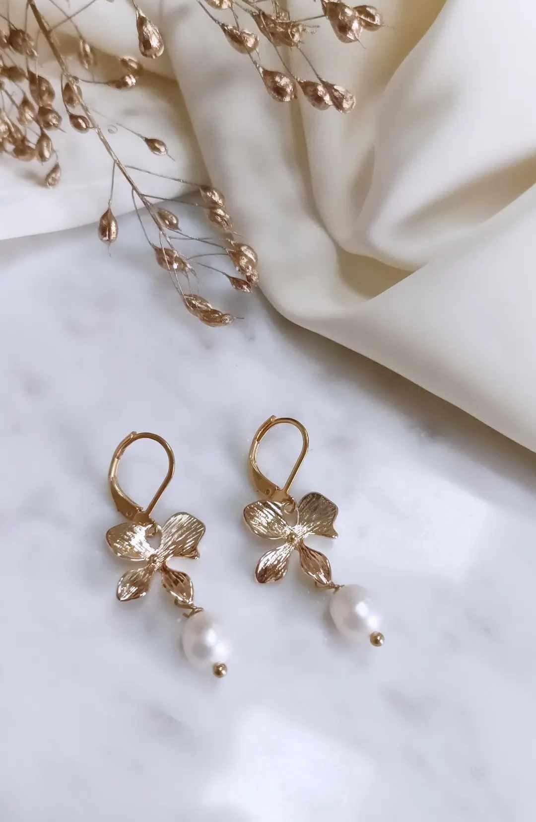 Pendientes de acero inoxidable - Hortensia